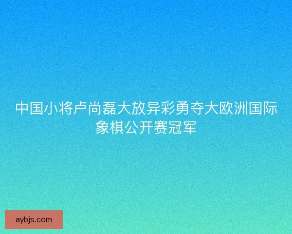 中国小将卢尚磊大放异彩勇夺大欧洲国际象棋公开赛冠军