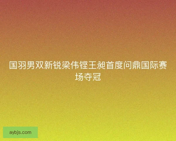 国羽男双新锐梁伟铿王昶首度问鼎国际赛场夺冠