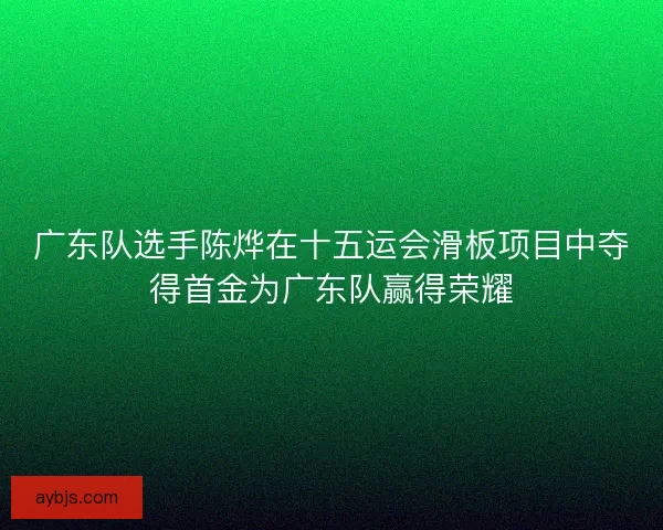 广东队选手陈烨在十五运会滑板项目中夺得首金为广东队赢得荣耀 广东队选手陈烨在十五运会滑板项目中夺得首金为广东队赢得荣耀